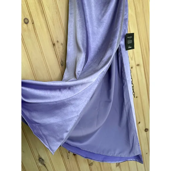 Lulus Perfectly Sleek Lavender Satin Halter Slip Midi Dress Party Extra Small - Image 5