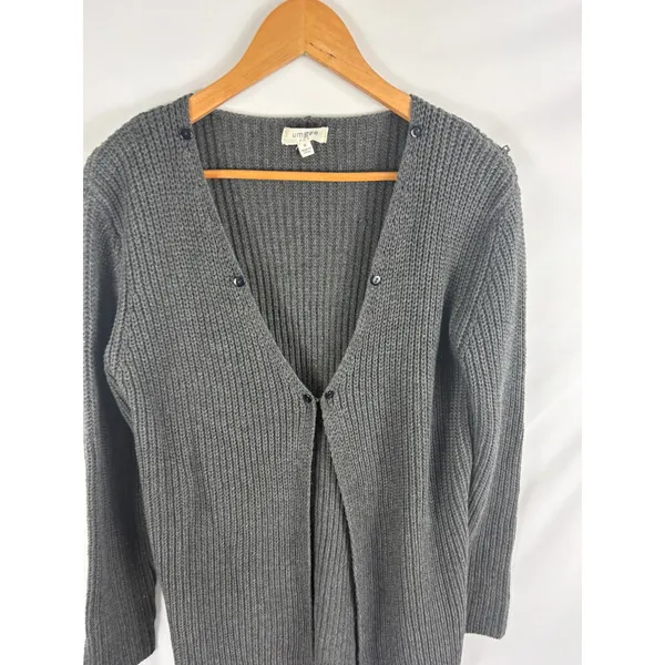 Umgee Cable Knit Longline Grey Cardigan Size Medium - Image 2