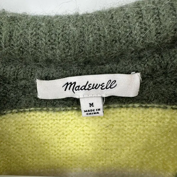 Madewell‎ size Medium striped fulton pullover sweater yellow green - Image 4