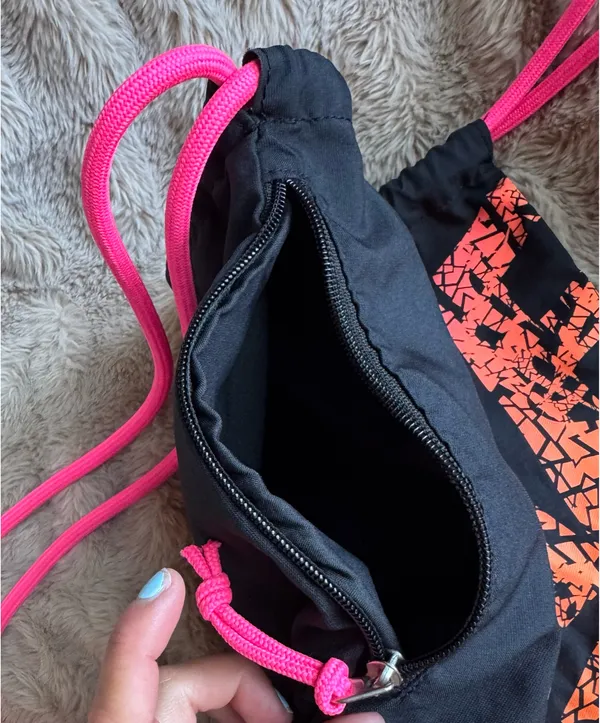 Nike Drawstring Bag Black, Pink, and Orange  - Image 2