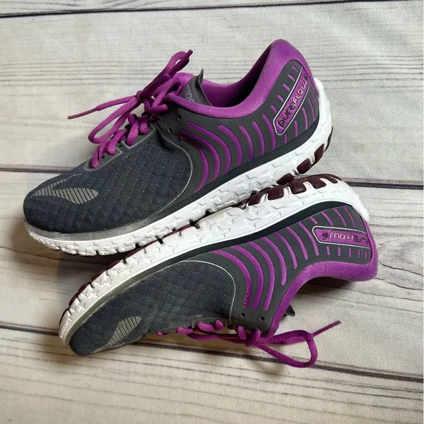 Brooks Running Shoes Pure Flow 6 Purple Gray Athletic Sneakers Women Sz‎ 9 - Image 6