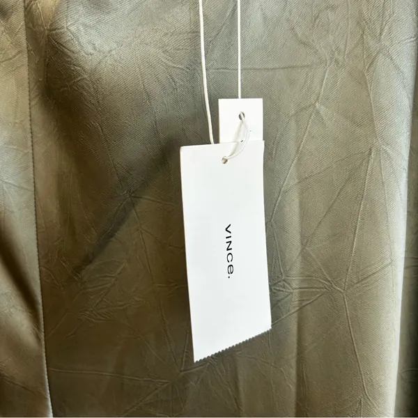 NWT Vince Satin Bias Green High Waisted Wide Leg Crinkle Texture Pants Large - Image 10