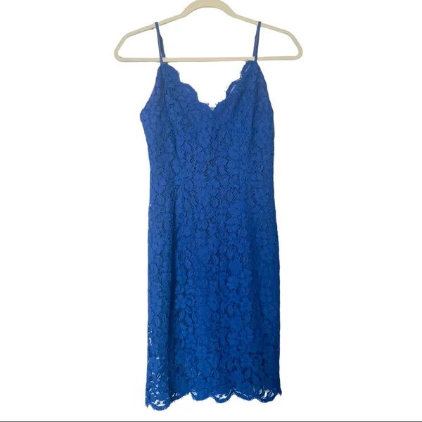 Lulu’s Picture of Perfection Spaghetti Strap Navy Blue Lace Dress Size Small - Image 3