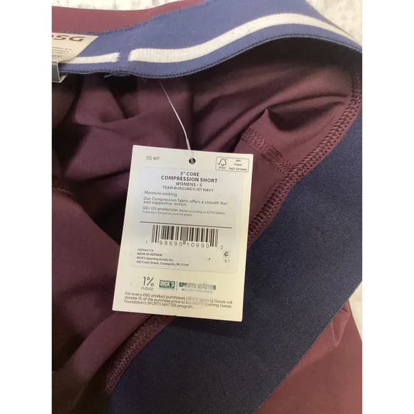 DSG Womens Compression Mid-Rise Short Burgundy Navy 3 Inch Inseam Small‎ NWT - Image 4
