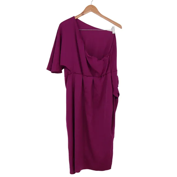 Unbranded Dress Womens XXL Fuchsia One Shoulder Ruched Draped Excellent - Image 3