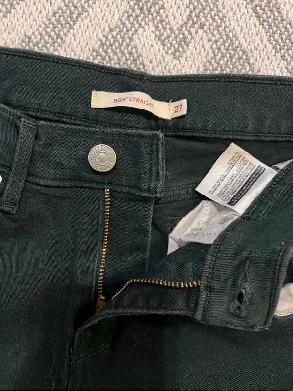 LEVI’S Women’s Mid Rise 505 Straight Leg Hunter Green Denim Jeans 27 - Image 6