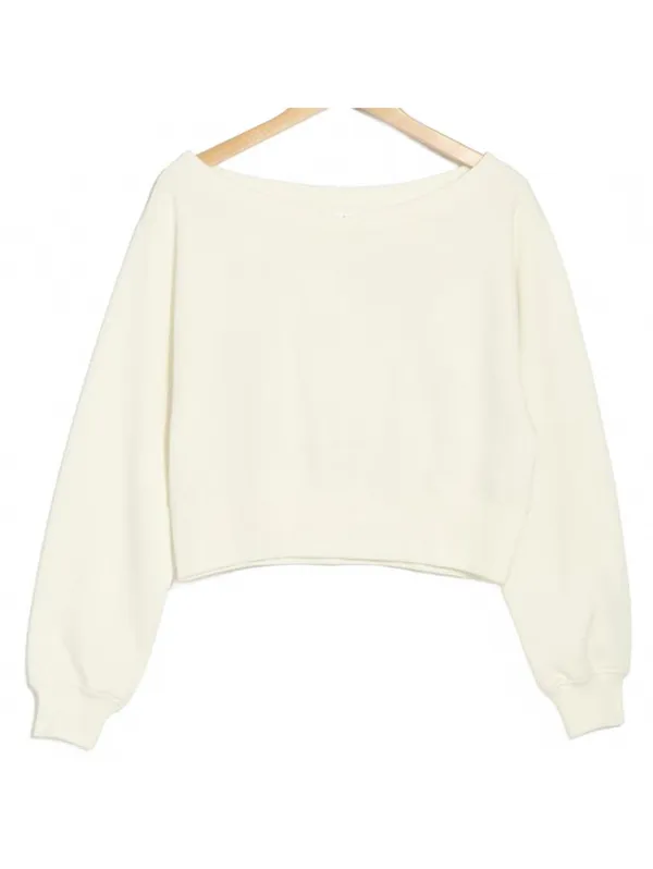 Abound V-Neck Crop Sweatshirt NWT Ivory XL - Image 3