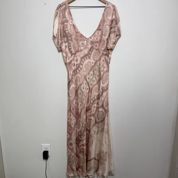 Tularosa VRG GRL Women Paloma Bias Babydoll Maxi Dress XL Pink Paisley Patchwork Ethereal - Image 2