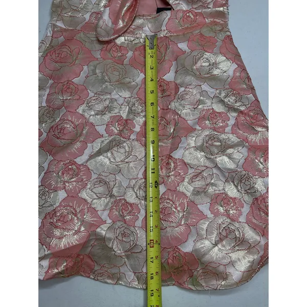 Lulus Quick to Love Pink Floral Jacquard Tie-Front Dress With Pockets Size L NWT - Image 9