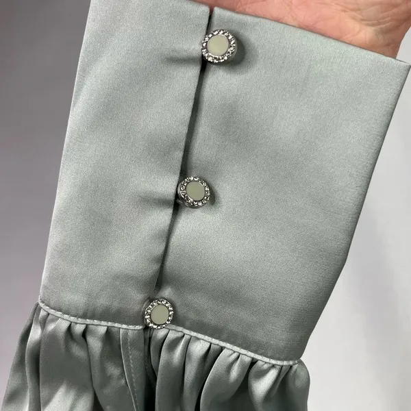 Express Sage‎ Green Satin Open Back Long Sleeve Blouse XS - Image 4