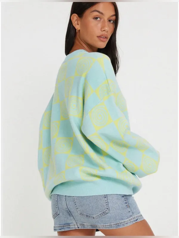 Motel Akari Jumper In Optiz Maze Blue - Image 2