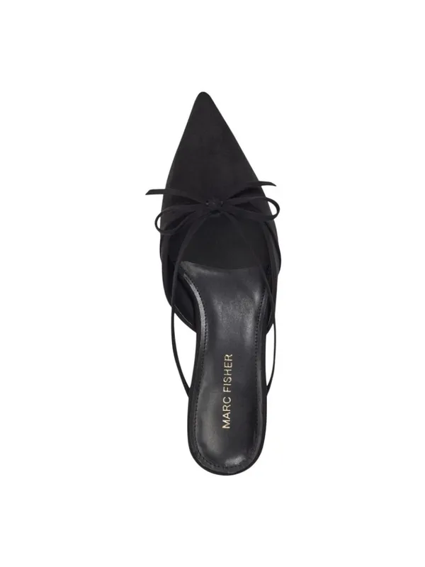 Marc Fisher Pointed Toe Faux Suede Kitten Heel Mules with Bow MFFLORIN3 Black 9M - Image 14