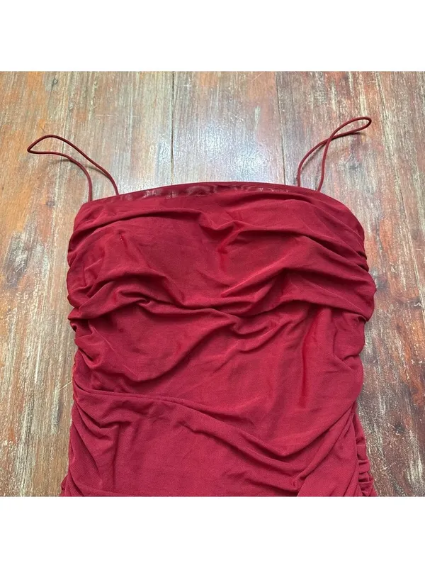 Princess Polly Deep Red Ruched Mini Dress US Size 8 - Image 2