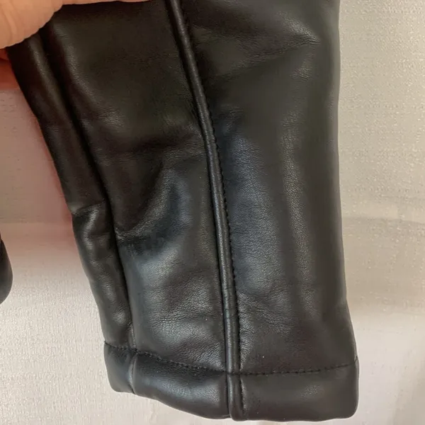 Zara womens large faux leather faux sheapling jacket pleather coat cold - Image 7