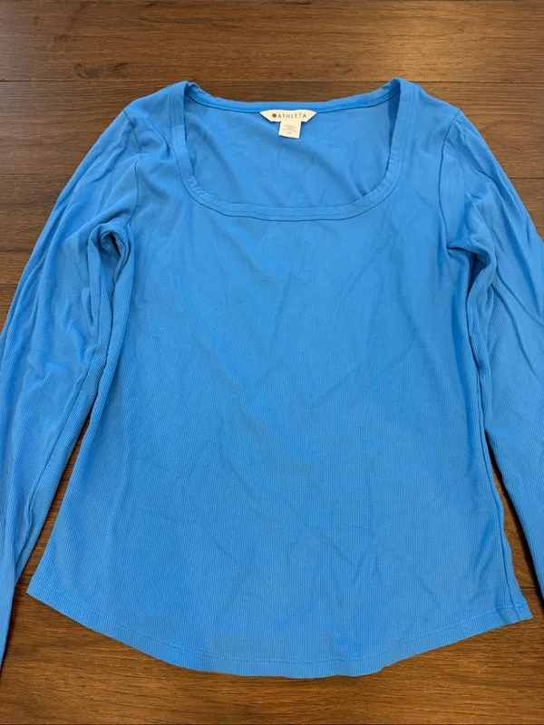 Athleta Signature Rib Square Neck Top Ultramarine Blue Size Medium - P23 - Image 3