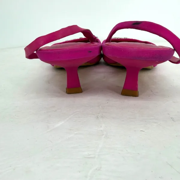Zara Fuchsia Pink Rhinestone Buckle Slingback Kitten Heels Women's EU 39 US 8 - Image 5