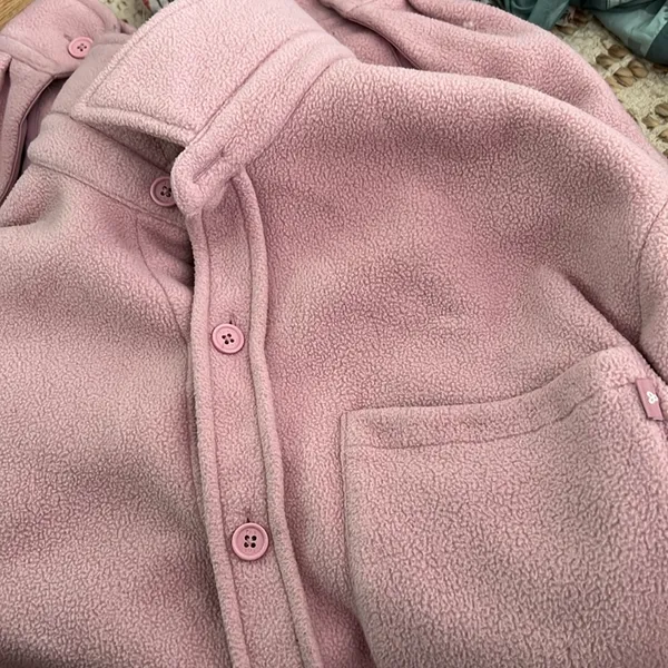 Aritzia TNA Polar Shirt Jacket Medium Pink Mauve - Image 3