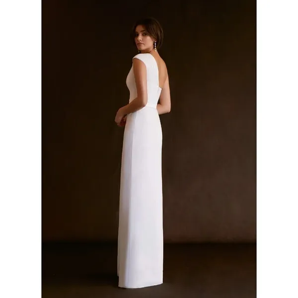 Azazie Oaklee Wedding Dress Womens WD0 White One Shoulder Sleeveless Gown‎ NWT - Image 10