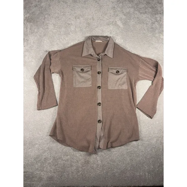 Reb. in J 220 Heather brown Ribbed Shirt Shacket‎ Size XL Lightweight - Image 4