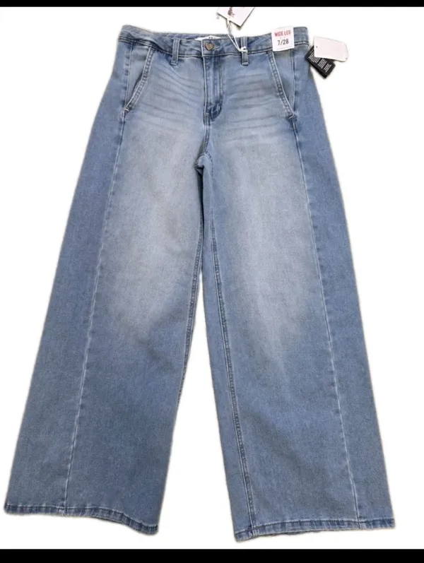 Womens Wide Leg Jeans High Rise Size 7 Casual Boho Western Concert Baggy Grunge - Image 2