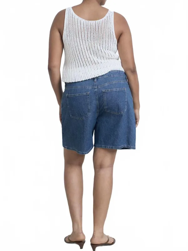 Mango Mid-Rise Denim Bermuda Shorts with Pleats NWT Medium Blue Size 2 (EUR 34) - Image 8