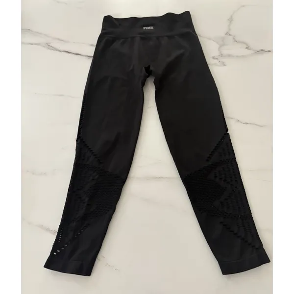 Victoria's Secret PINK Cool & Comfy Seamless Laser Cut Leggings Black Small‎ - Image 3