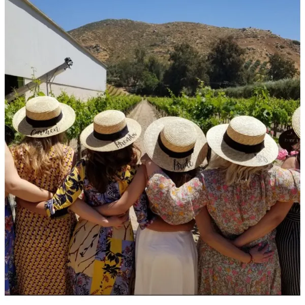 Bride Custom Wicker Straw Hat w/ Black Bow Hand Painted Vynl - Image 15