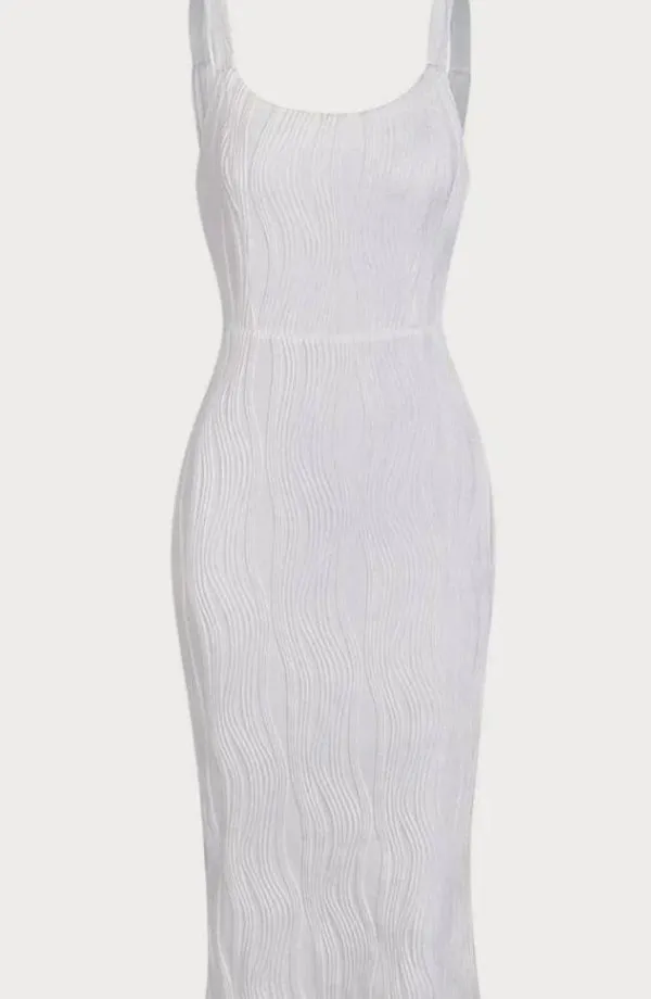 RIHOAS the water ripple textured white backless midi dress 22 - Image 6