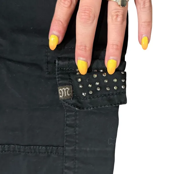 Miss Me Black Rhinestone Low Rise Skinny Cargo CP12468 Pants Jeans size 30 - Image 8
