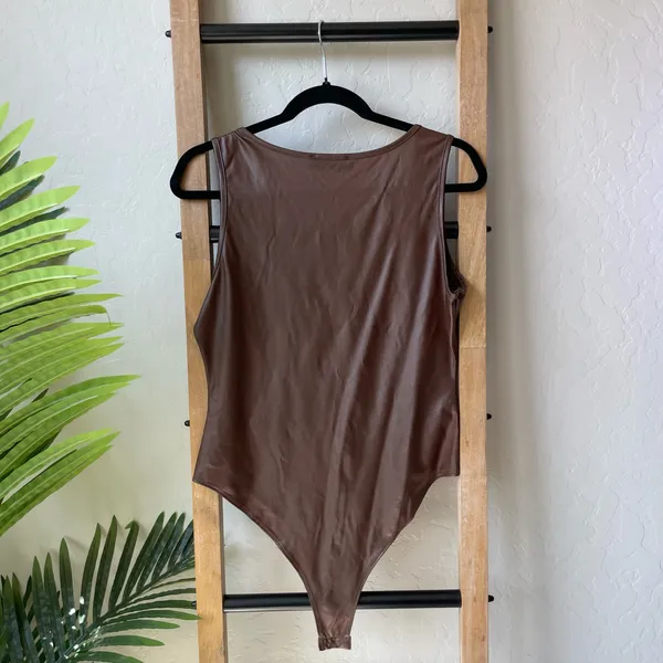 NWT Lizard Thicket Brown Faux-Leather Bodysuit - Image 5