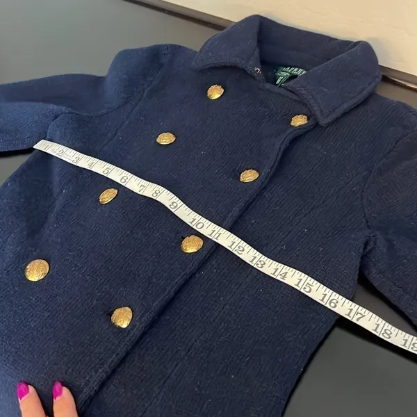 Lauren by Ralph Lauren Coatigan vintage Military coat sweater, LambsWool blend S - Image 7