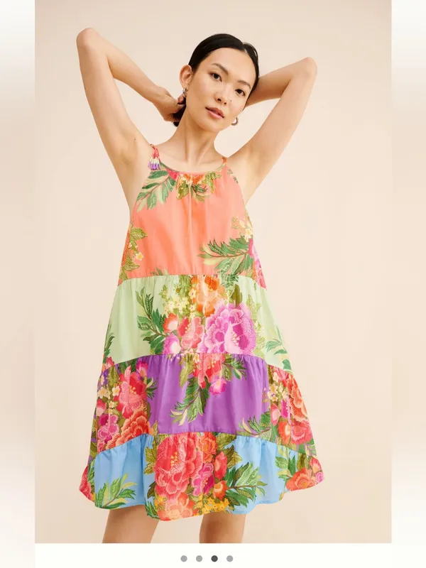 FARM Rio Floral Tiered Mini Dress- size XS - Image 3