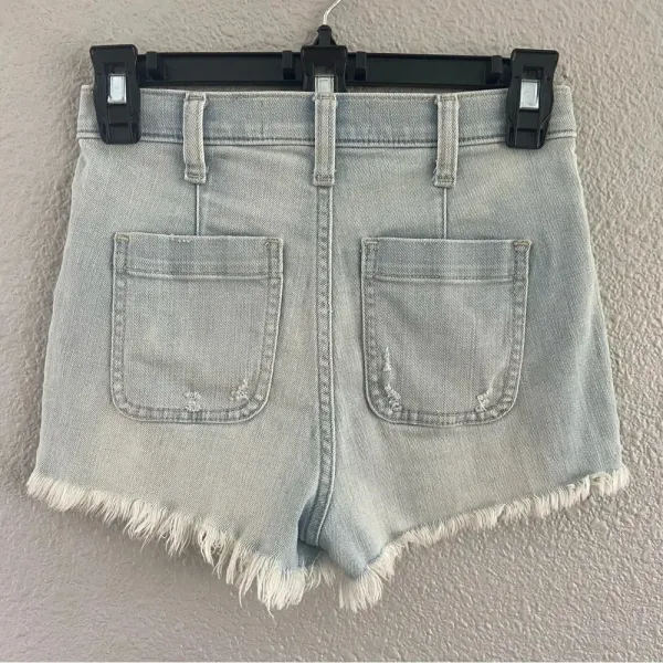 Abercrombie & Fitch High Rise Jean Shorts size‎ 0 Frayed Hem Basketweave pockets - Image 3
