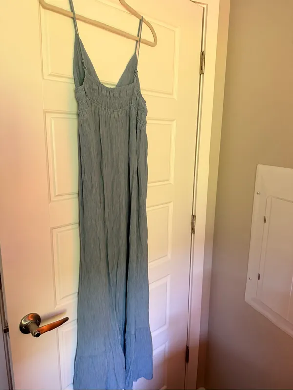 Light Blue Maxi Dress with Spaghetti Straps - Image 3