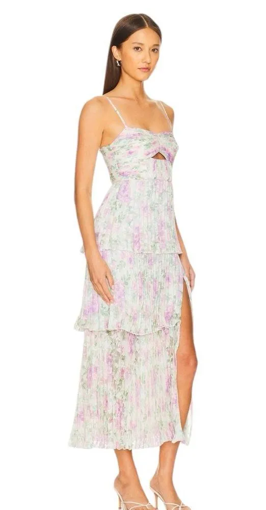 ASTR The Label- Emmi Dress in Purple Floral Mesh - Image 2
