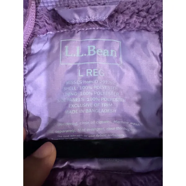 L.L.Bean Women’s Quilted‎ Fleece Lined Vest Purple Lilac Size L Warm Outdoor - Image 3