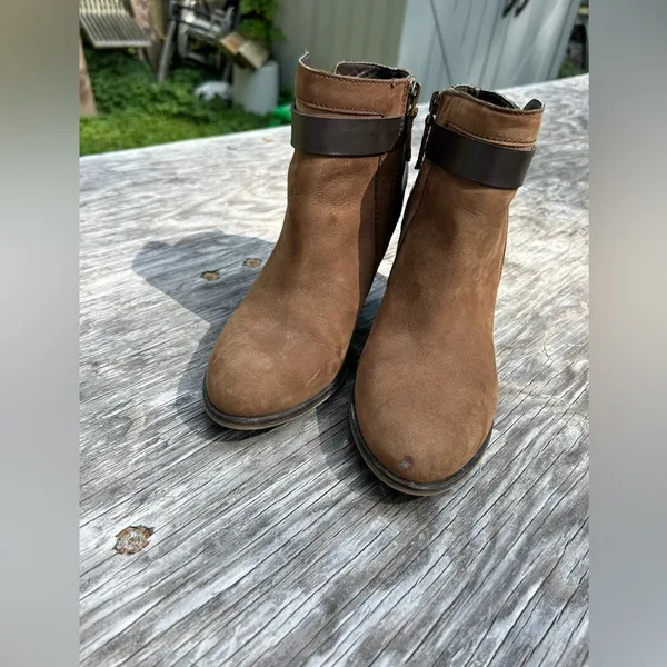 [Franco Sarto] Brown Leather‎ Side Zip Heeled Ankle Boots size 7.5 - Image 8