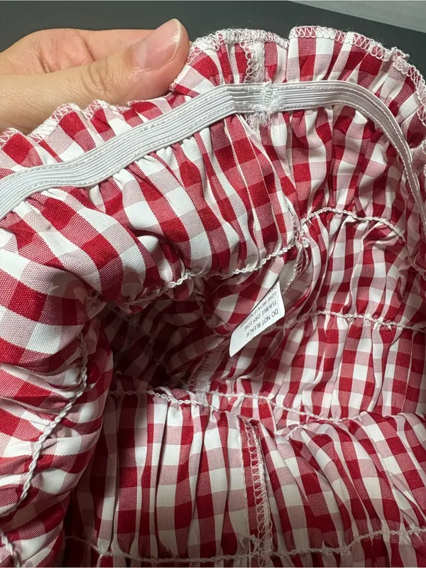 Red Gingham Smocked Shorts - Image 5