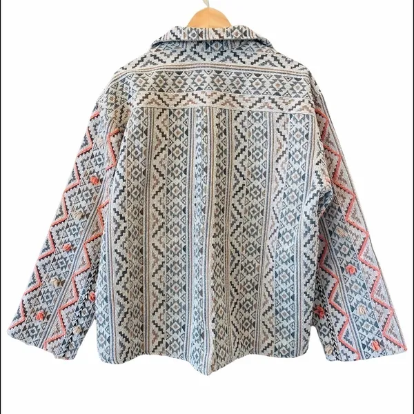 ANTHROPOLOGIE Verb Kellianne Bohemian Rug Tasseled Shirt Jacket Size L NEW - Image 4