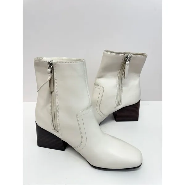 Blondo Boots Salome Ivory‎ Leather Waterproof Block Heel Ankle Booties Size 6.5 - Image 6