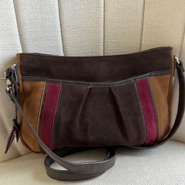 Tignanello Women’s Striped Suede Crossbody Bag Womens Multicolor Elegant Purse - Image 2