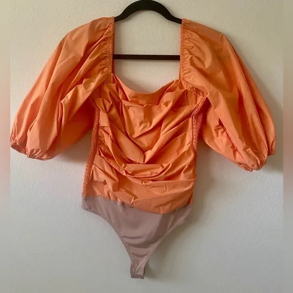 Amanda Uprichard Lucrezia Nectarine Balloon Sleeve Bodysuit - Image 3