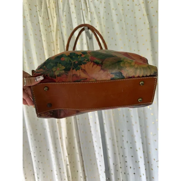 Patricia Nash Navelli Floral Cognac Heritage Italian Leather Tote Shoulder Bag - Image 4