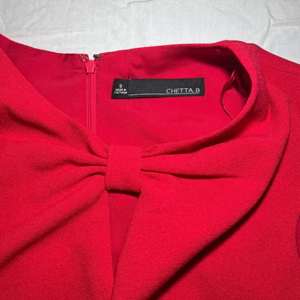 NEW Chetta B Body con Dress Lipstick Red Size 8 Zip Up Peek a Boo - Image 3