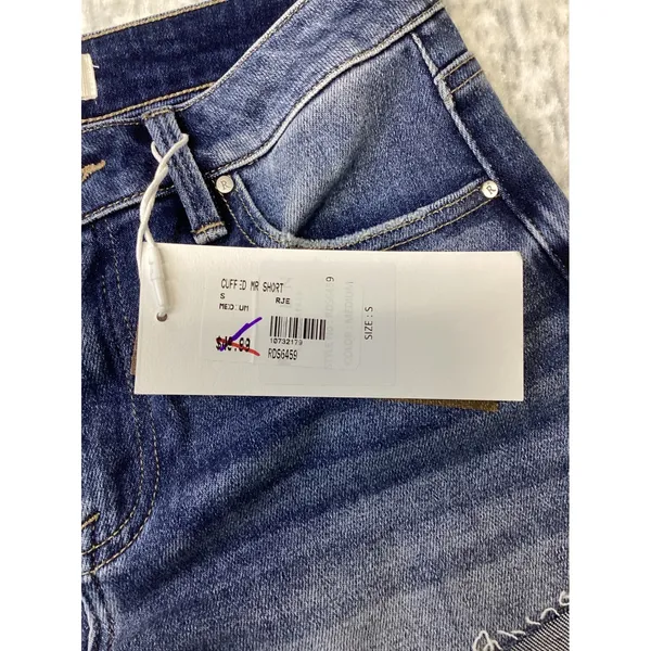 Risen Jeans Womens Medium Wash Cuffed Mid Rise Denim Shorts RDS6459 Size S - Image 7
