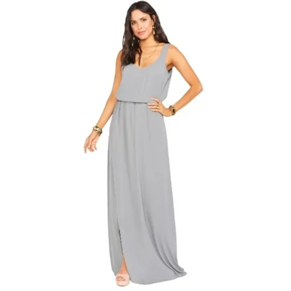 Show Me Your Mumu Heather Maxi Dress Silver Sage Crisp Grey Bridesmaid Large NEW - Image 3