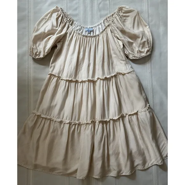 Antonio Melani Taylynn Off Shoulder Tiered Mini Dress Yellow Size M Boho Style - Image 6