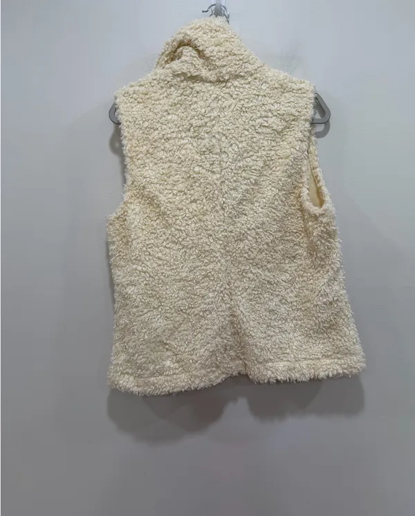 Habitat Cream Sherpa Teddy Fleece Button Front Vest Made in USA Size M/L - Image 5