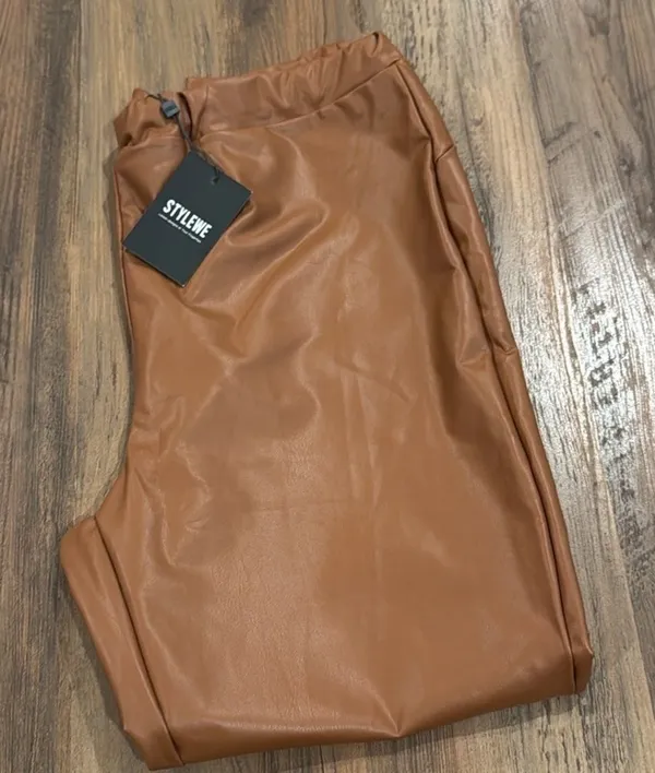 Stylewe Faux Leather Pants Brown Size 2X - Image 2