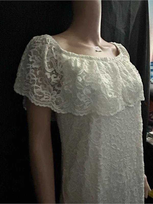 Pink Blush Women’s Lace Overlay Off-Shoulder Midi Dress in Ivory LG NWT - Image 5
